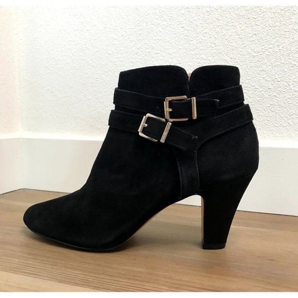 SOLD NWOB INC International Concepts Dorine Black Suede Ankle Booties Size 8.5 - Picture 2 of 11